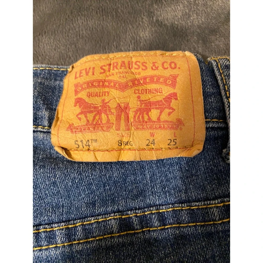 Levis 514 Slim Straight Performance Jeans Boys Size 8 Reg W24 L25 Med Wash 0188